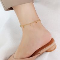 Japanese And Korean Ins Style Simple Fashion Round Beads Anklet Titanium Steel Plated 18 Gold Fashion Trend Round Beads Anklet Ornament S080 sku image 1