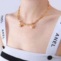 Korean Lock Pendant Titanium Steel Gold Plated Necklace Bracelet Wholesale Nihaojewelry sku image 16