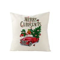 Cartoon Printed Linen Pillow Cover Cross-border Home Christmas Series Sofa Cushion Cover 2022 New Cushion Cover sku image 4