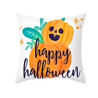 Cross-border Home Cartoon Pumpkin Head Halloween Pillow Cover Peach Skin Fabric Throw Pillowcase Office Sofas Cushion Cover sku image 2