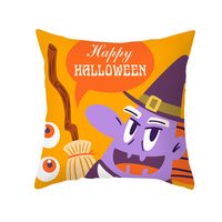 Cross-border Home Cartoon Pumpkin Head Halloween Pillow Cover Peach Skin Fabric Throw Pillowcase Office Sofas Cushion Cover sku image 12