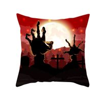 Cross-border Home Cartoon Pumpkin Head Halloween Pillow Cover Peach Skin Fabric Throw Pillowcase Office Sofas Cushion Cover sku image 13