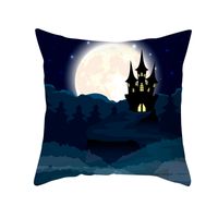 Cross-border Home Cartoon Pumpkin Head Halloween Pillow Cover Peach Skin Fabric Throw Pillowcase Office Sofas Cushion Cover sku image 18