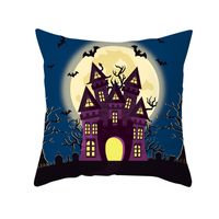 Cross-border Home Cartoon Pumpkin Head Halloween Pillow Cover Peach Skin Fabric Throw Pillowcase Office Sofas Cushion Cover sku image 29