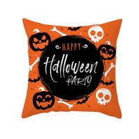 Cross-border Home Cartoon Pumpkin Head Halloween Pillow Cover Peach Skin Fabric Throw Pillowcase Office Sofas Cushion Cover sku image 31
