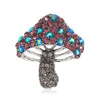 Fashion Diamond Hollow Mushroom Brooch Wholesale Nihaojewelry sku image 1