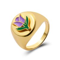 Vintage Tai Chi Oil Dripping Sunflower Heart Ring Wholesale Nihaojewelry sku image 1