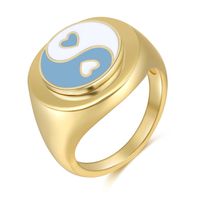 Vintage Tai Chi Oil Dripping Sunflower Heart Ring Wholesale Nihaojewelry sku image 3
