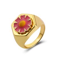 Vintage Tai Chi Oil Dripping Sunflower Heart Ring Wholesale Nihaojewelry sku image 4