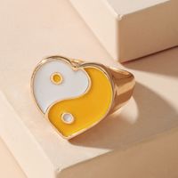 Vintage Tai Chi Oil Dripping Sunflower Heart Ring Wholesale Nihaojewelry sku image 16
