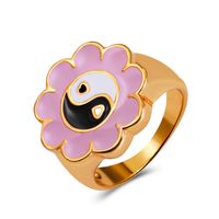 Vintage Tai Chi Oil Dripping Sunflower Heart Ring Wholesale Nihaojewelry sku image 18