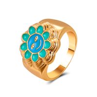 Vintage Tai Chi Oil Dripping Sunflower Heart Ring Wholesale Nihaojewelry sku image 38