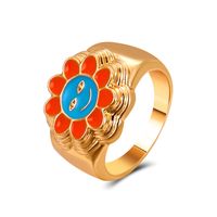 Vintage Tai Chi Oil Dripping Sunflower Heart Ring Wholesale Nihaojewelry sku image 39