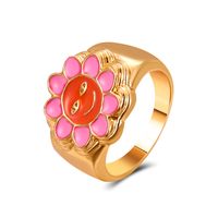 Vintage Tai Chi Oil Dripping Sunflower Heart Ring Wholesale Nihaojewelry sku image 40