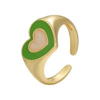 Vintage Color Dripping Oil Heart Shape Color Matching Opening Copper Ring Wholesale Nihaojewelry sku image 3