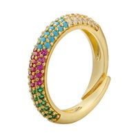 Simple Fashion Micro-inlaid  Multi-color Zircon Adjustable Copper Ring Wholesale Nihaojewelry sku image 3