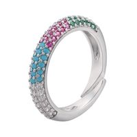 Simple Fashion Micro-inlaid  Multi-color Zircon Adjustable Copper Ring Wholesale Nihaojewelry sku image 9