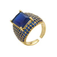 Vintage Colorful Square Diamond Micro-inlaid Zircon Opening Adjustable Ring Wholesale Nihaojewelry sku image 3