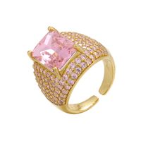 Vintage Colorful Square Diamond Micro-inlaid Zircon Opening Adjustable Ring Wholesale Nihaojewelry sku image 4