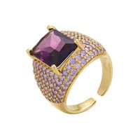 Vintage Colorful Square Diamond Micro-inlaid Zircon Opening Adjustable Ring Wholesale Nihaojewelry sku image 6