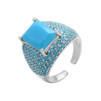 Vintage Colorful Square Diamond Micro-inlaid Zircon Opening Adjustable Ring Wholesale Nihaojewelry sku image 7