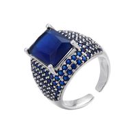 Vintage Colorful Square Diamond Micro-inlaid Zircon Opening Adjustable Ring Wholesale Nihaojewelry sku image 8
