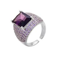 Vintage Colorful Square Diamond Micro-inlaid Zircon Opening Adjustable Ring Wholesale Nihaojewelry sku image 11