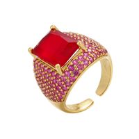 Vintage Colorful Square Diamond Micro-inlaid Zircon Opening Adjustable Ring Wholesale Nihaojewelry sku image 14