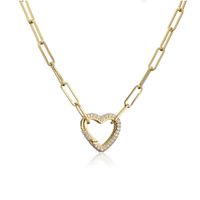 Fashion Micro-inlaid Zircon Peach Heart Cable Chain Copper Necklace Wholesale Nihaojewelry sku image 1