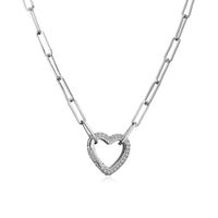 Fashion Micro-inlaid Zircon Peach Heart Cable Chain Copper Necklace Wholesale Nihaojewelry sku image 2