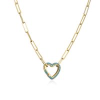 Fashion Micro-inlaid Zircon Peach Heart Cable Chain Copper Necklace Wholesale Nihaojewelry sku image 3