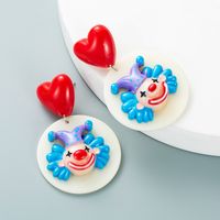 Heart Clown Elephant Round Pendant Earrings Wholesale Nihaojewelry sku image 1