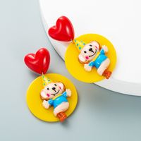 Heart Clown Elephant Round Pendant Earrings Wholesale Nihaojewelry sku image 2
