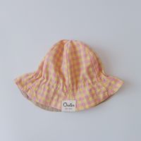 Sombrero De Pescador Para Niños De Doble Cara A Cuadros De Color De Contraste Coreano sku image 2