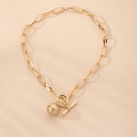 New Trend Fashion Old Scratched Ball Pendant Thick Clavicle Chain sku image 2