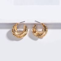 Korea Metal Hammered Simple Cool Style Earrings Wholesale Nihaojewelry sku image 1
