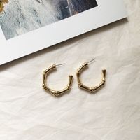 Simple Big Circle C-shaped Bamboo Earrings sku image 7