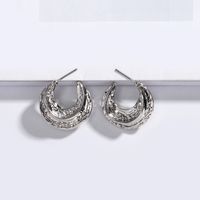 Corée Métal Martelé Simples Boucles D&#39;oreilles De Style Cool En Gros Nihaojewelry sku image 2