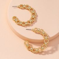 Korea's New Simple Metal Hollow Chain C-shaped Fashion Earrings sku image 1