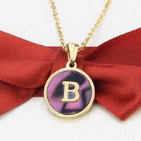 Stainless Steel Round Shell 26 Letter Necklace sku image 2