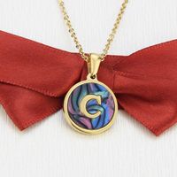 Stainless Steel Round Shell 26 Letter Necklace sku image 3