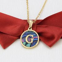 Stainless Steel Round Shell 26 Letter Necklace sku image 7