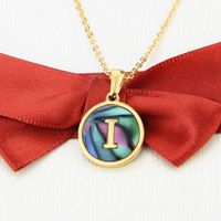 Stainless Steel Round Shell 26 Letter Necklace sku image 9