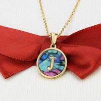 Stainless Steel Round Shell 26 Letter Necklace sku image 10
