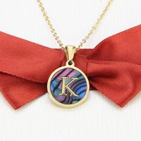 Stainless Steel Round Shell 26 Letter Necklace sku image 11