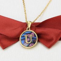 Stainless Steel Round Shell 26 Letter Necklace sku image 21