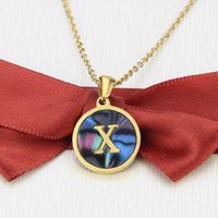 Stainless Steel Round Shell 26 Letter Necklace sku image 24
