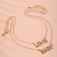 Fashion Simple Diamond-studded Disc Sweater Chain Letter Necklace Wholesale Nihaojewelry sku image 1
