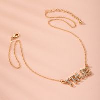 Fashion Simple Diamond-studded Disc Sweater Chain Letter Necklace Wholesale Nihaojewelry sku image 2