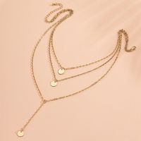 Fashion Gold Pendant Multi-layer Disc Long Chain Alloy Pendant Necklace For Women sku image 1